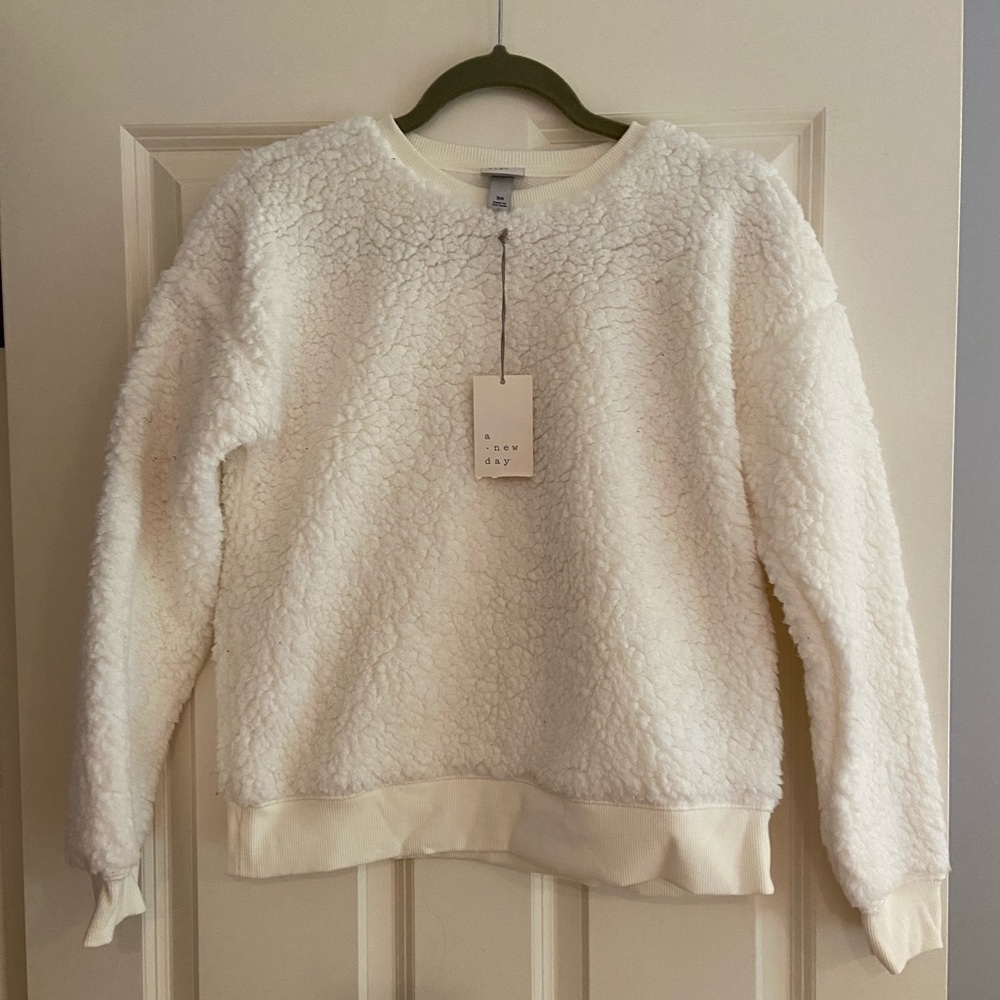 A New Day - White Fleece Sweatshirt - Never Worn